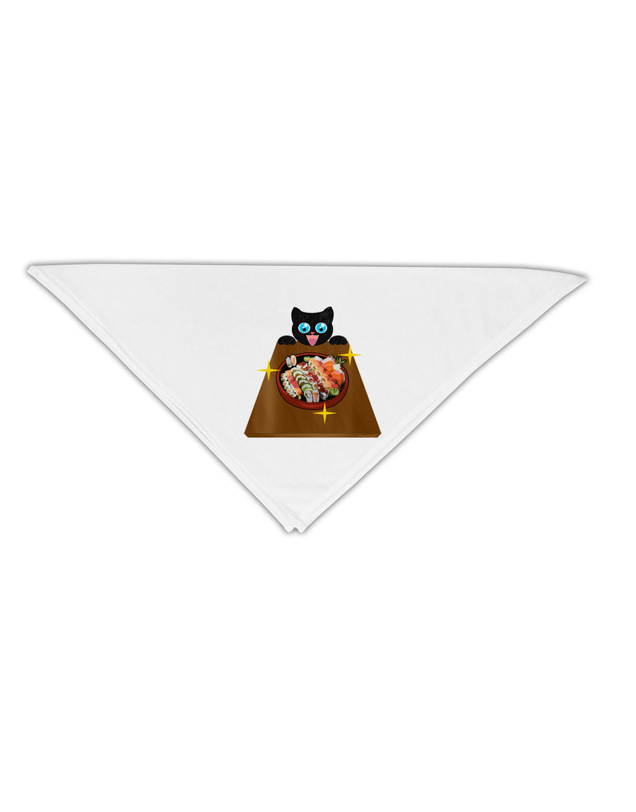 Anime Cat Loves Sushi Adult 19&#x22; Square Bandana by TooLoud-Square Bandanas-TooLoud-White-One-Size-Adult-Davson Sales