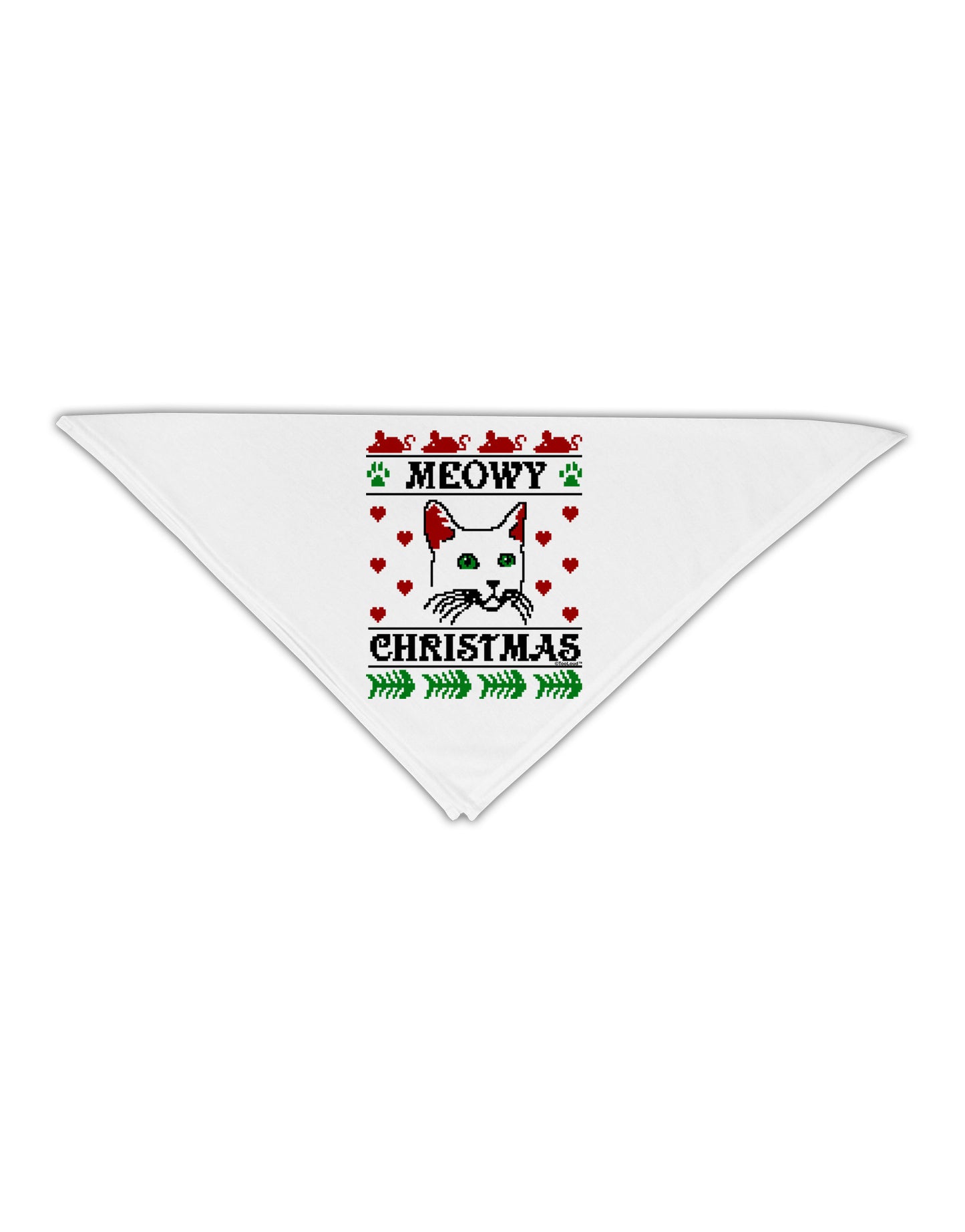 Meowy Christmas Cat Knit Look Adult 19&#x22; Square Bandana by-Square Bandanas-TooLoud-White-One-Size-Adult-Davson Sales