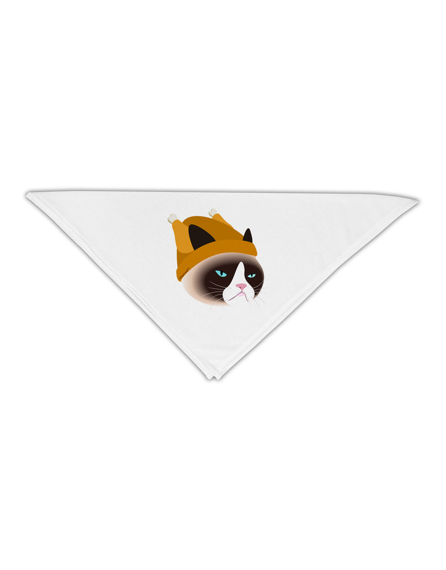 Disgruntled Cat Wearing Turkey Hat Adult 19&#x22; Square Bandana by-Square Bandanas-TooLoud-White-One-Size-Adult-Davson Sales