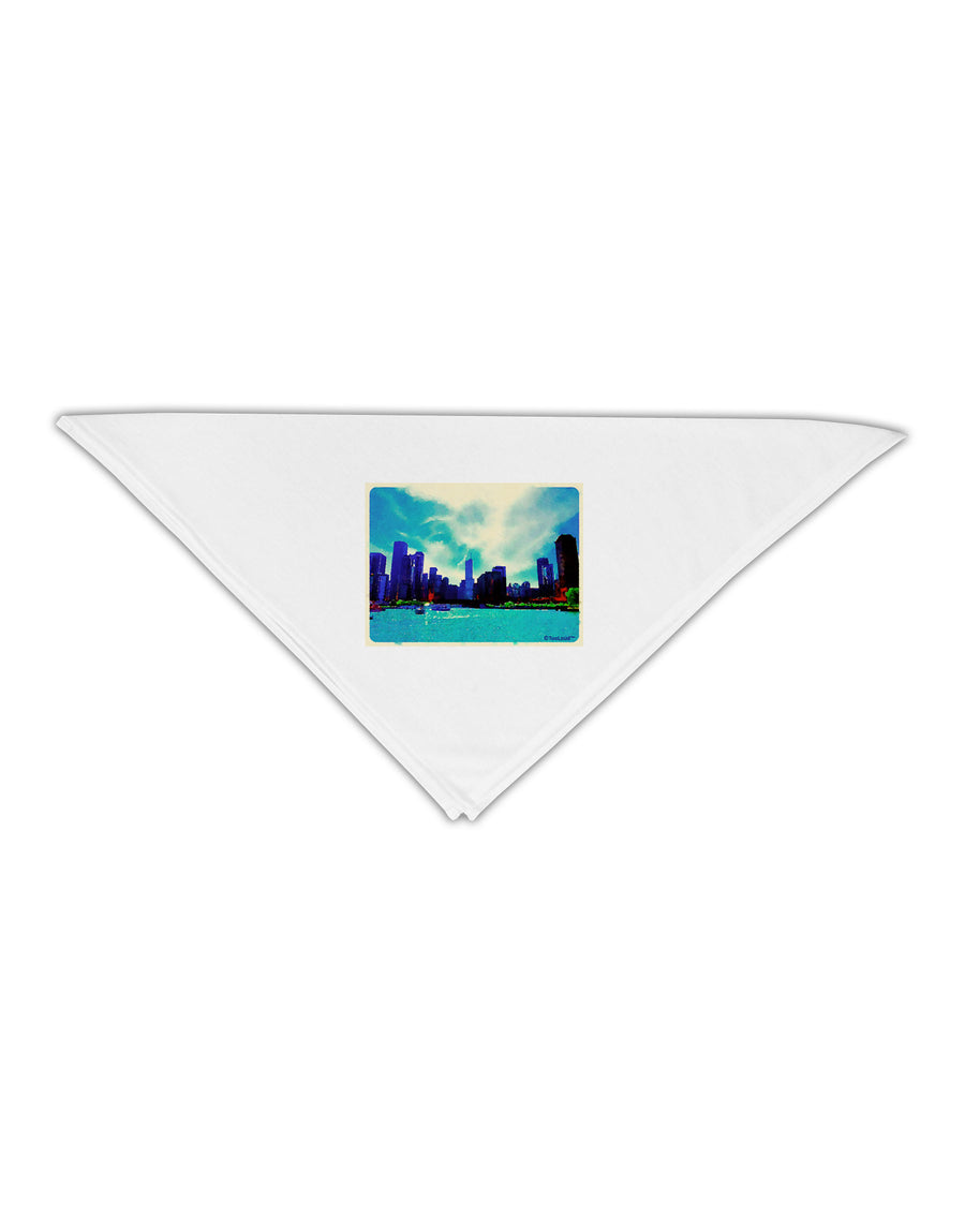 Chicago Skyline Watercolor Adult 19&#x22; Square Bandana-Square Bandanas-TooLoud-White-One-Size-Adult-Davson Sales