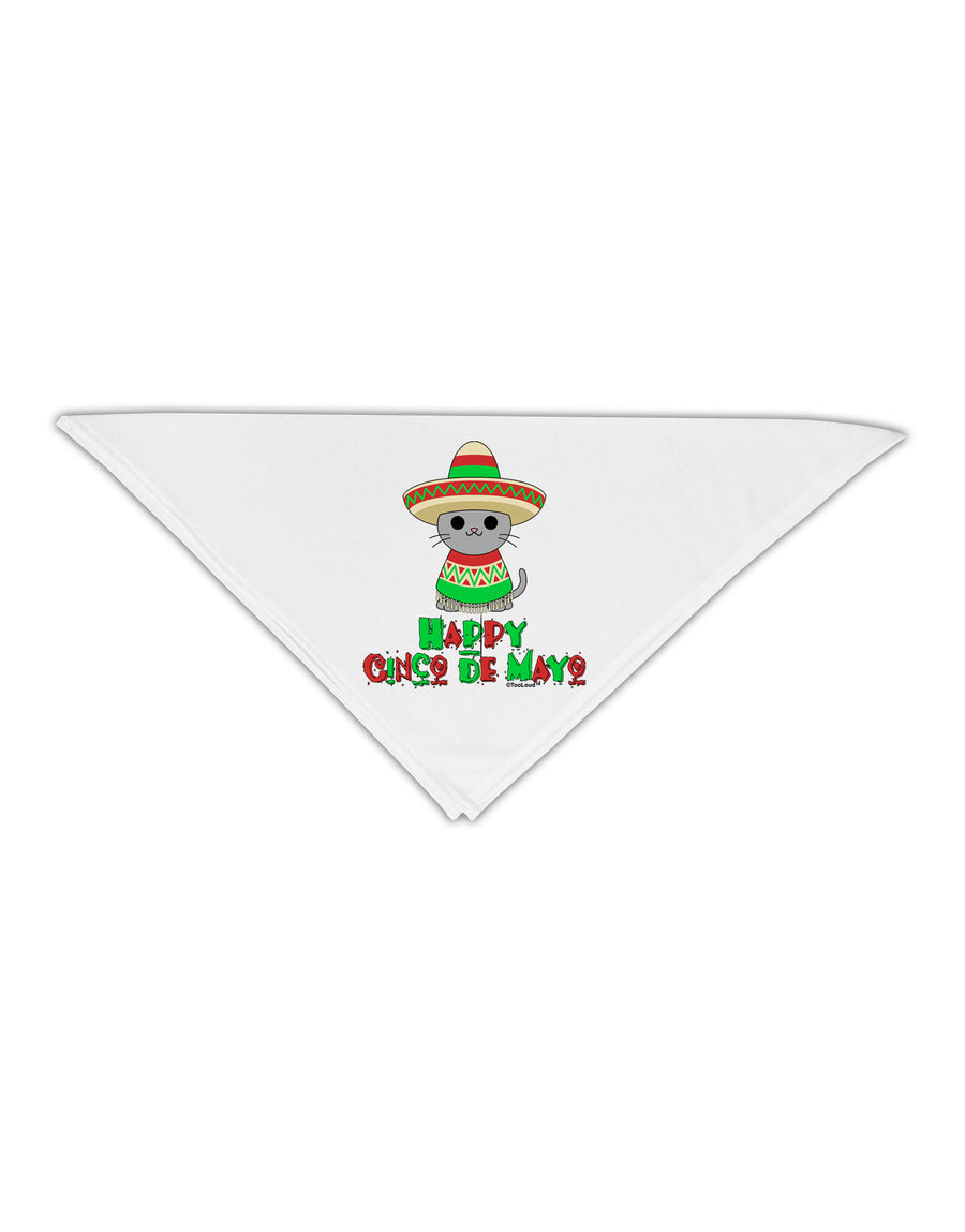 Happy Cinco de Mayo Cat Adult 19&#x22; Square Bandana by TooLoud-Square Bandanas-TooLoud-White-One-Size-Adult-Davson Sales