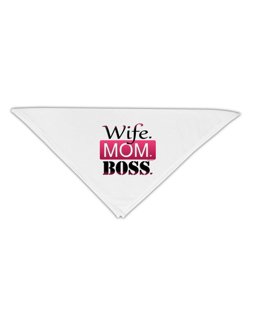 TooLoud Wife Mom Boss Adult 19&#x22; Square Bandana-Square Bandanas-TooLoud-White-One-Size-Adult-Davson Sales