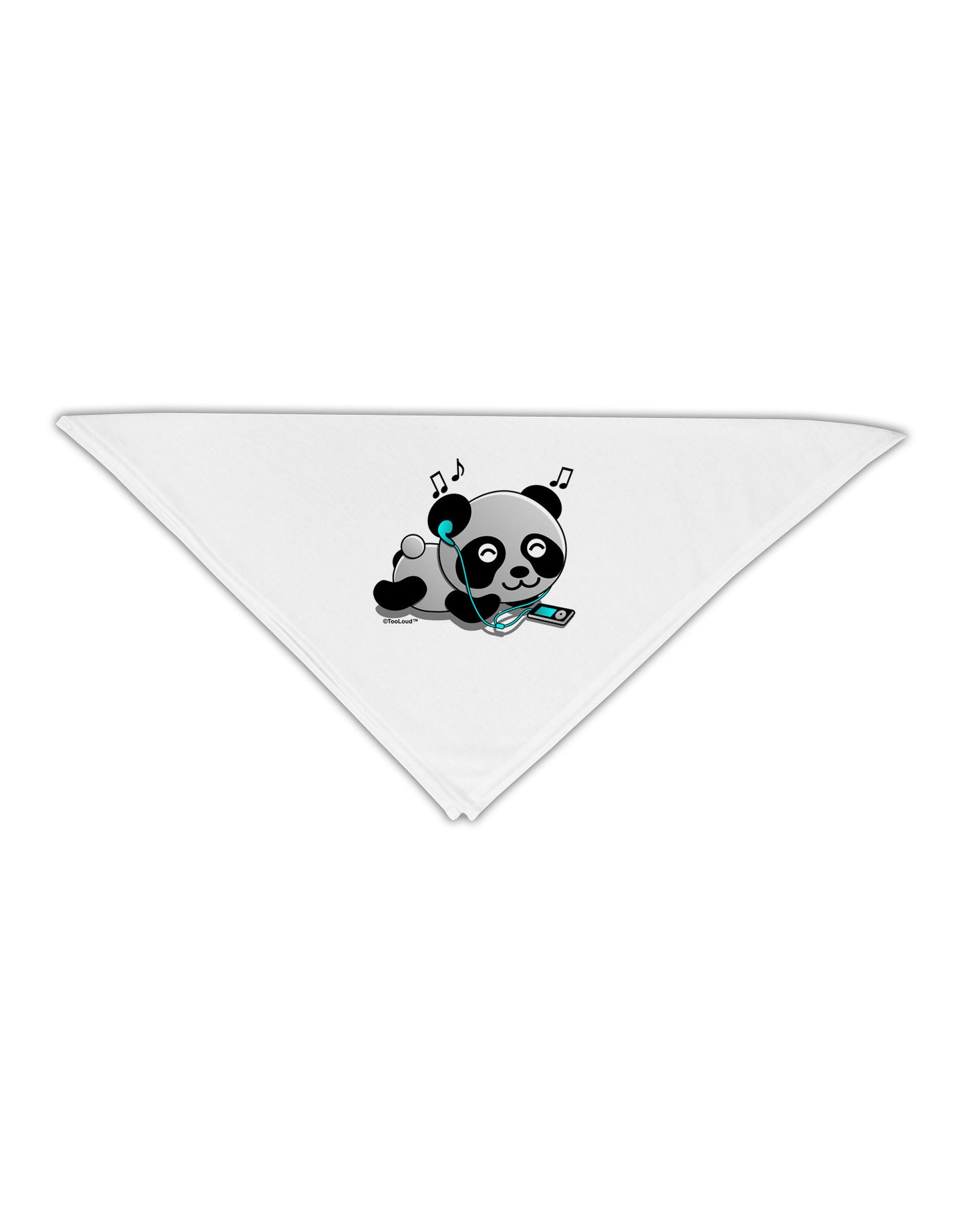 Cute Panda With Ear Buds Adult 19&#x22; Square Bandana-Square Bandanas-TooLoud-White-One-Size-Adult-Davson Sales
