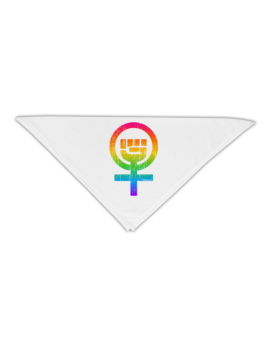 Rainbow Distressed Feminism Symbol Adult 19&#x22; Square Bandana-Square Bandanas-TooLoud-White-One-Size-Adult-Davson Sales