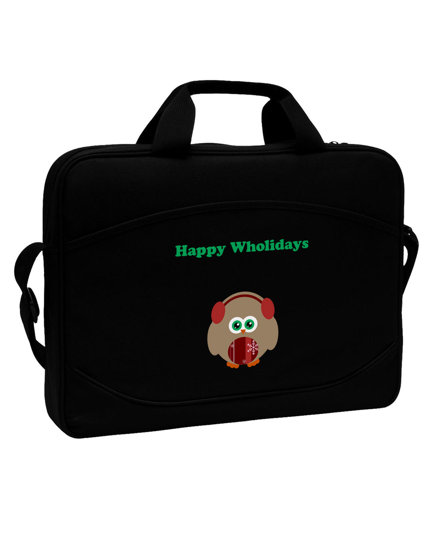 Happy Wholidays Winter Owl With Earmuffs 15&#x22; Dark Laptop / Tablet Case Bag-Laptop / Tablet Case Bag-TooLoud-Black-Davson Sales