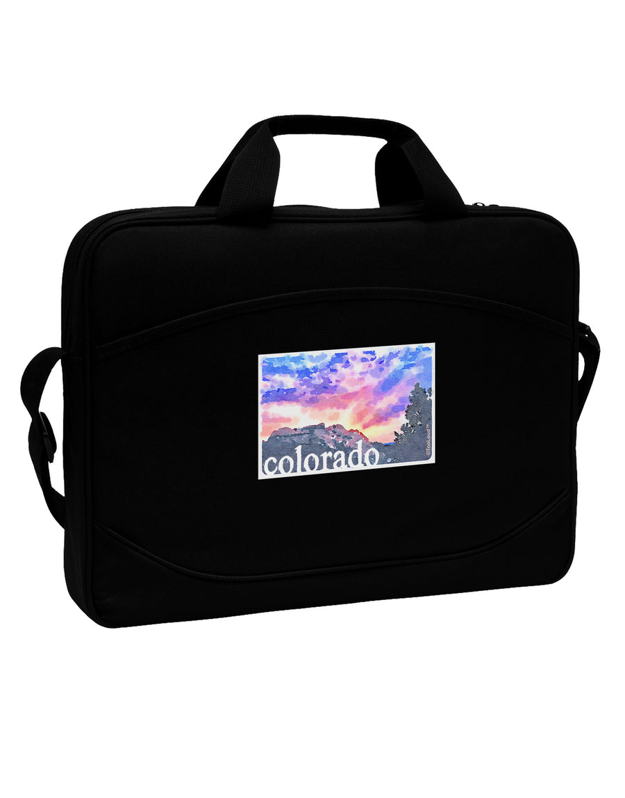 CO Rainbow Sunset Watercolor Text 15&#x22; Dark Laptop / Tablet Case Bag-Laptop / Tablet Case Bag-TooLoud-Black-White-Davson Sales