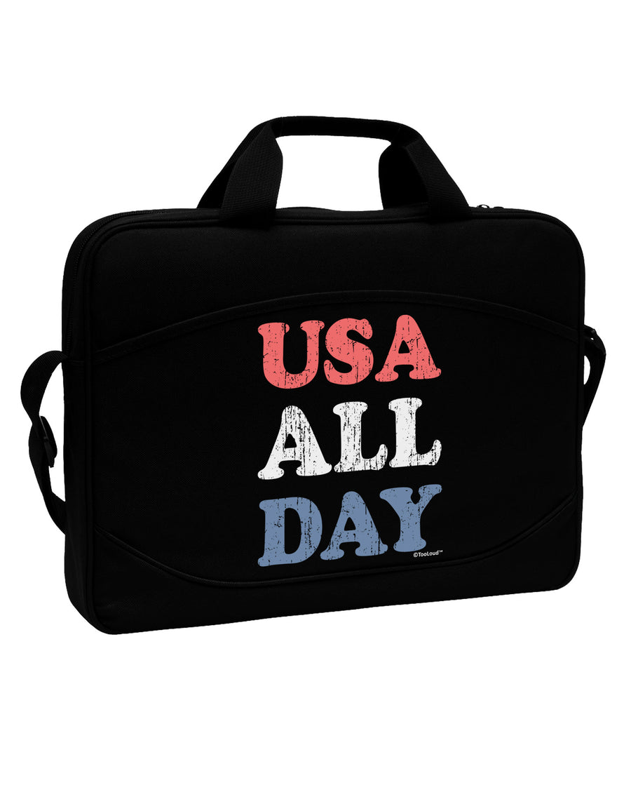 USA All Day - Distressed Patriotic Design 15&#x22; Dark Laptop / Tablet Case Bag by TooLoud-Laptop / Tablet Case Bag-TooLoud-Black-Davson Sales