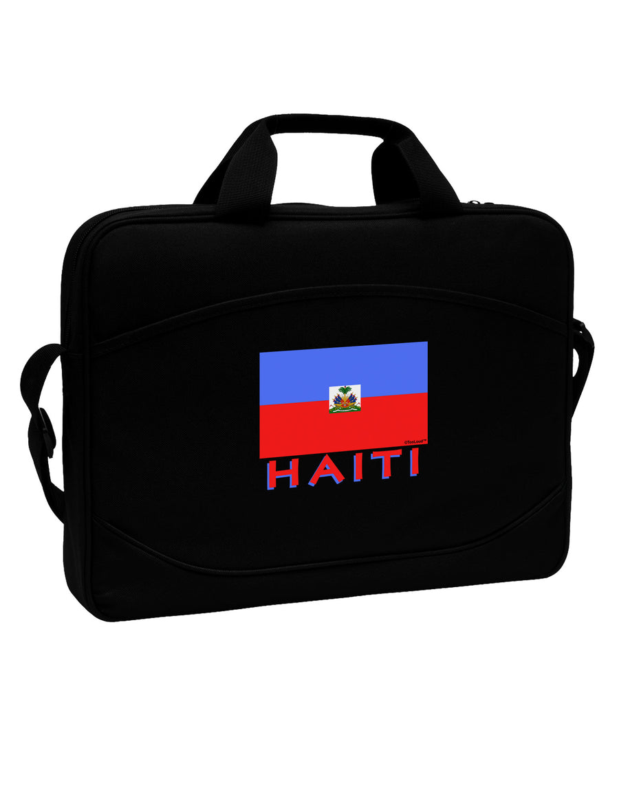 Haiti Flag Dark 15&#x22; Dark Laptop / Tablet Case Bag-Laptop / Tablet Case Bag-TooLoud-Black-White-15 Inches-Davson Sales