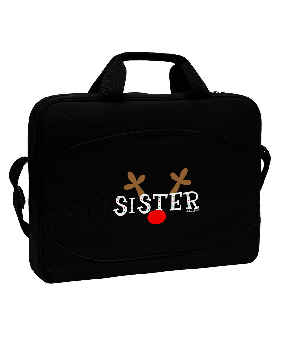 Matching Family Christmas Design - Reindeer - Sister 15&#x22; Dark Laptop / Tablet Case Bag by TooLoud-Laptop / Tablet Case Bag-TooLoud-Black-Davson Sales