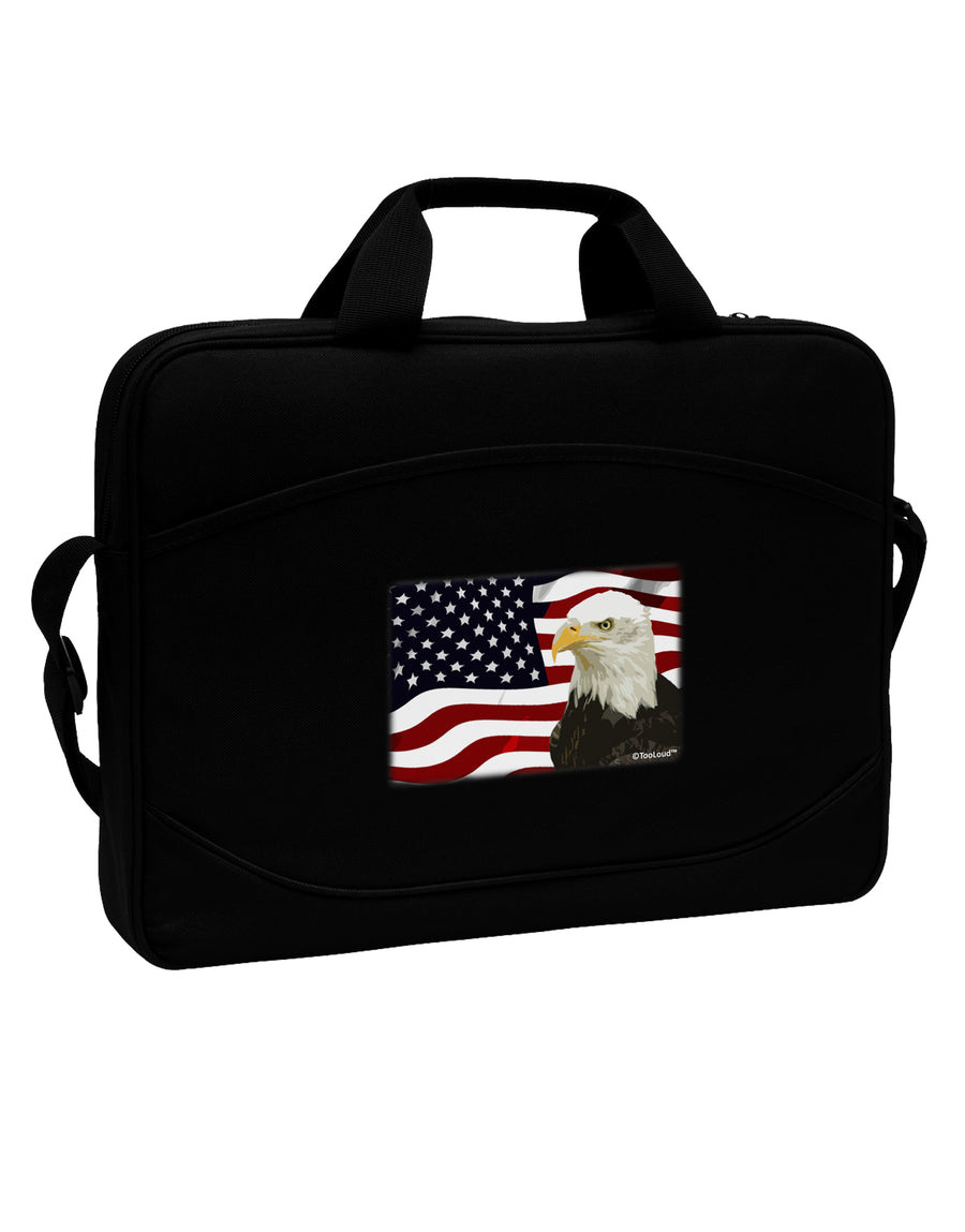 Patriotic USA Flag with Bald Eagle 15&#x22; Dark Laptop / Tablet Case Bag by TooLoud-Laptop / Tablet Case Bag-TooLoud-Black-Davson Sales
