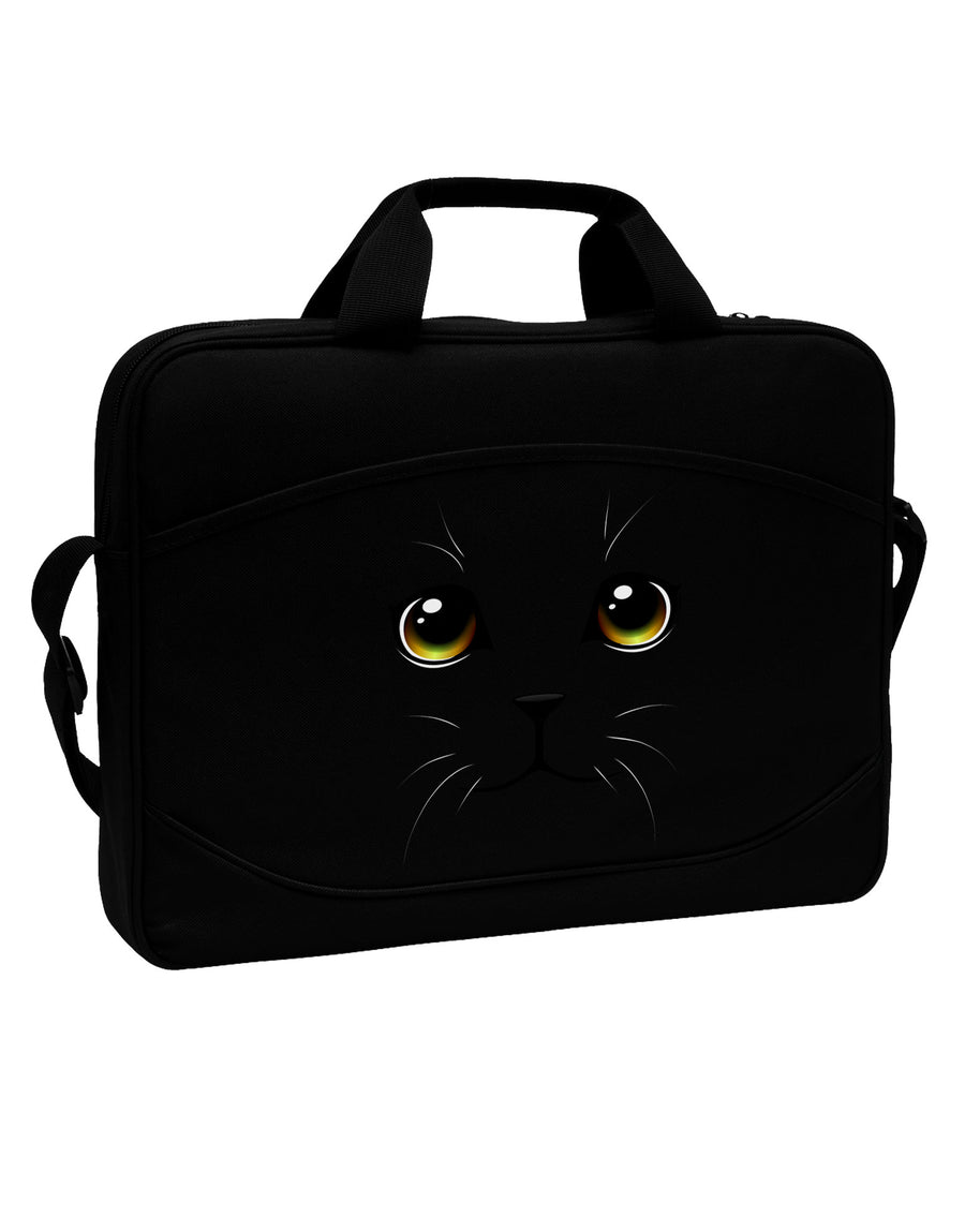 TooLoud Yellow Amber-Eyed Cute Cat Face 15&#x22; Dark Laptop / Tablet Case Bag-Laptop / Tablet Case Bag-TooLoud-Black-White-15 Inches-Davson Sales