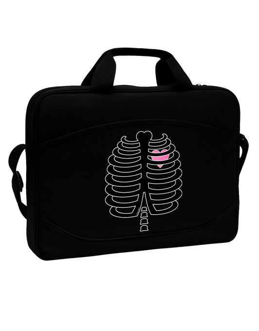 Black Skeleton Ribcage with Pink Heart Halloween 15&#x22; Dark Laptop / Tablet Case Bag-Laptop / Tablet Case Bag-TooLoud-Black-Davson Sales