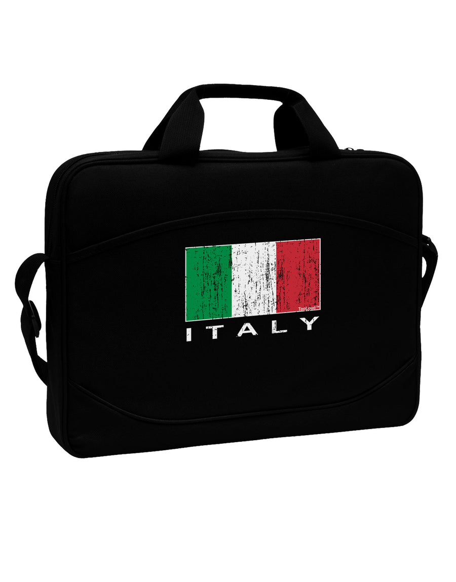 Italian Flag - Italy Text Distressed 15&#x22; Dark Laptop / Tablet Case Bag by TooLoud-Laptop / Tablet Case Bag-TooLoud-Black-Davson Sales