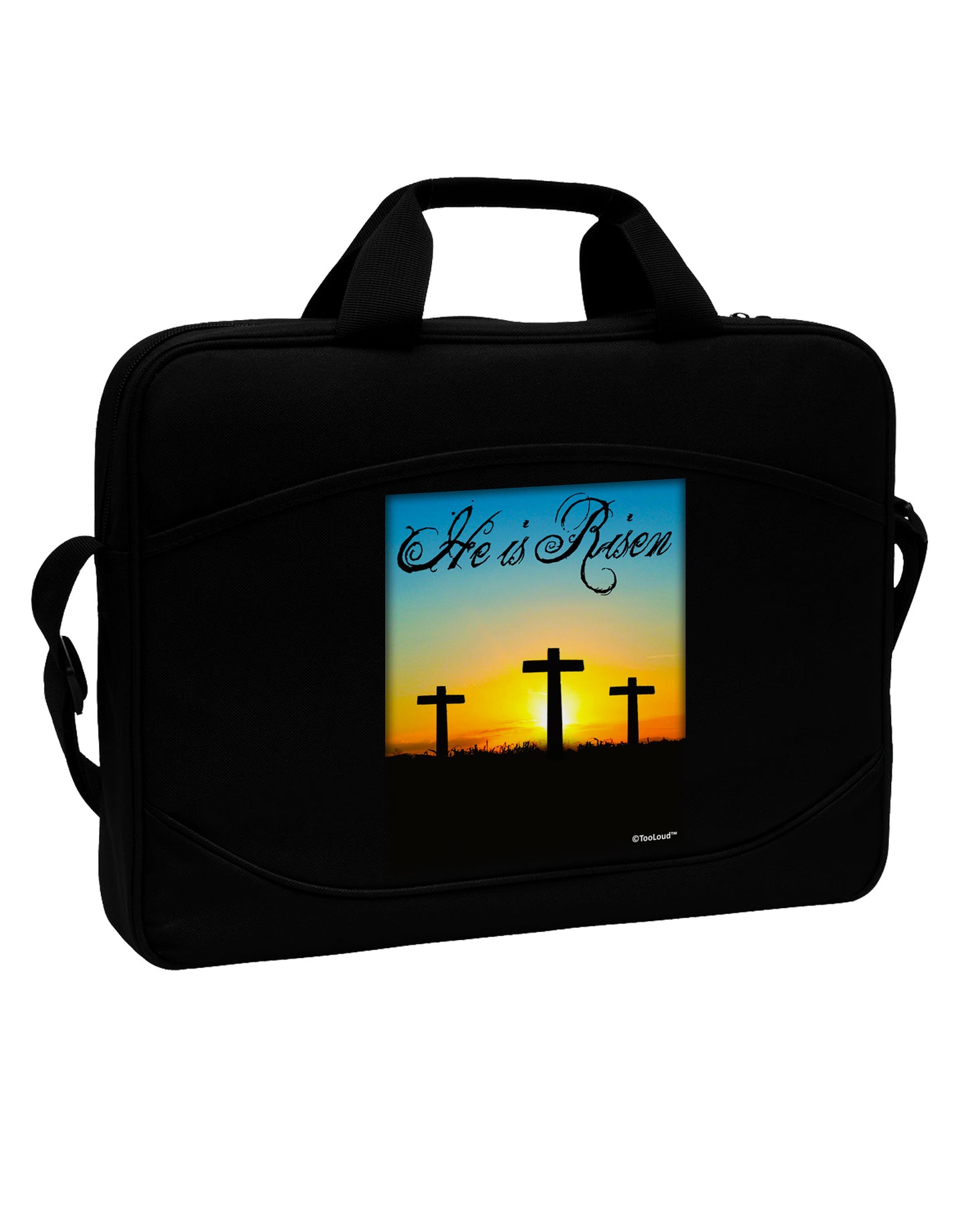 Three Crosses Sunrise - He Is Risen 15&#x22; Dark Laptop / Tablet Case Bag by TooLoud-Laptop / Tablet Case Bag-TooLoud-Black-Davson Sales