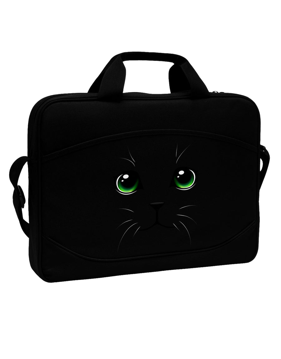 Green-Eyed Cute Cat Face 15&#x22; Dark Laptop / Tablet Case Bag-Laptop / Tablet Case Bag-TooLoud-Black-White-15 Inches-Davson Sales