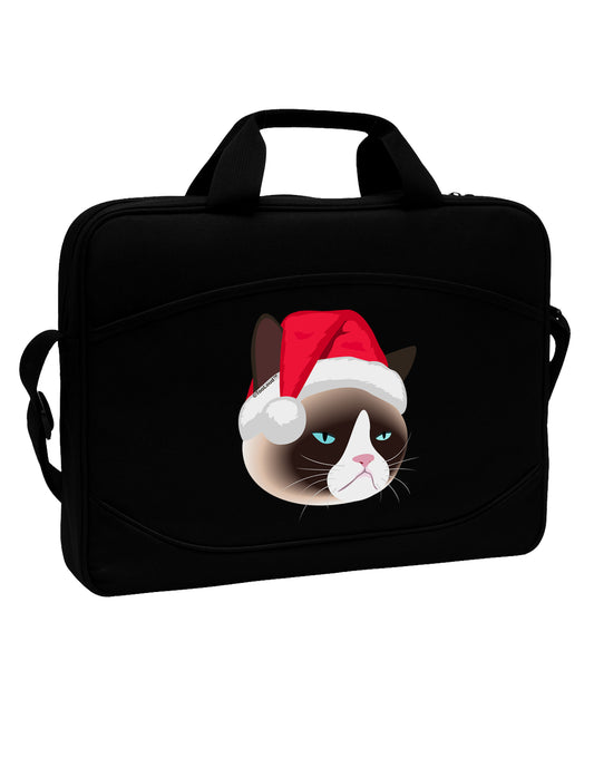 Santa Hat Disgruntled Siamese Cat 15&#x22; Dark Laptop / Tablet Case Bag by TooLoud-Laptop / Tablet Case Bag-TooLoud-Black-White-Davson Sales