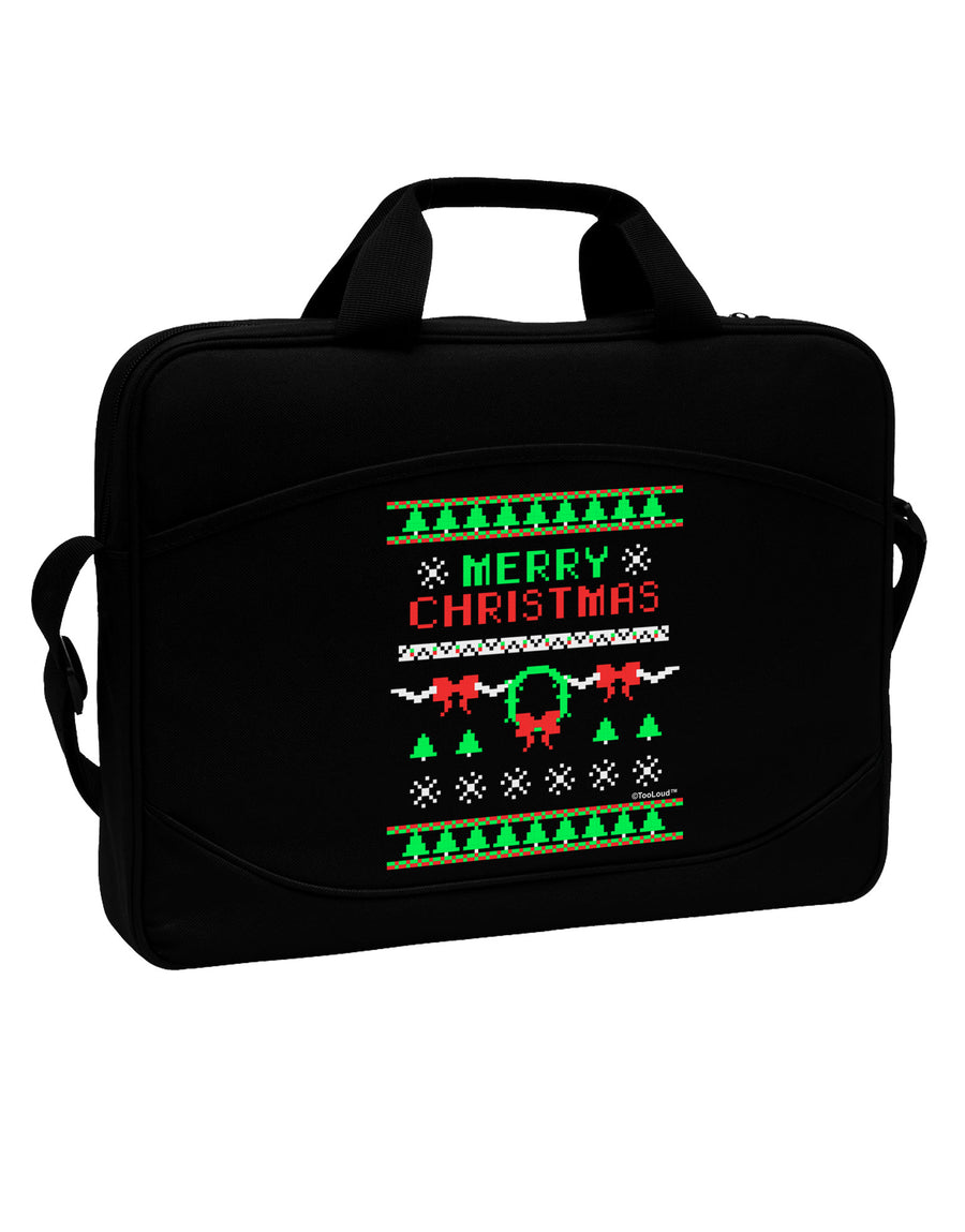 Merry Christmas Ugly Christmas Sweater 15&#x22; Dark Laptop / Tablet Case Bag-Laptop / Tablet Case Bag-TooLoud-Black-White-Davson Sales