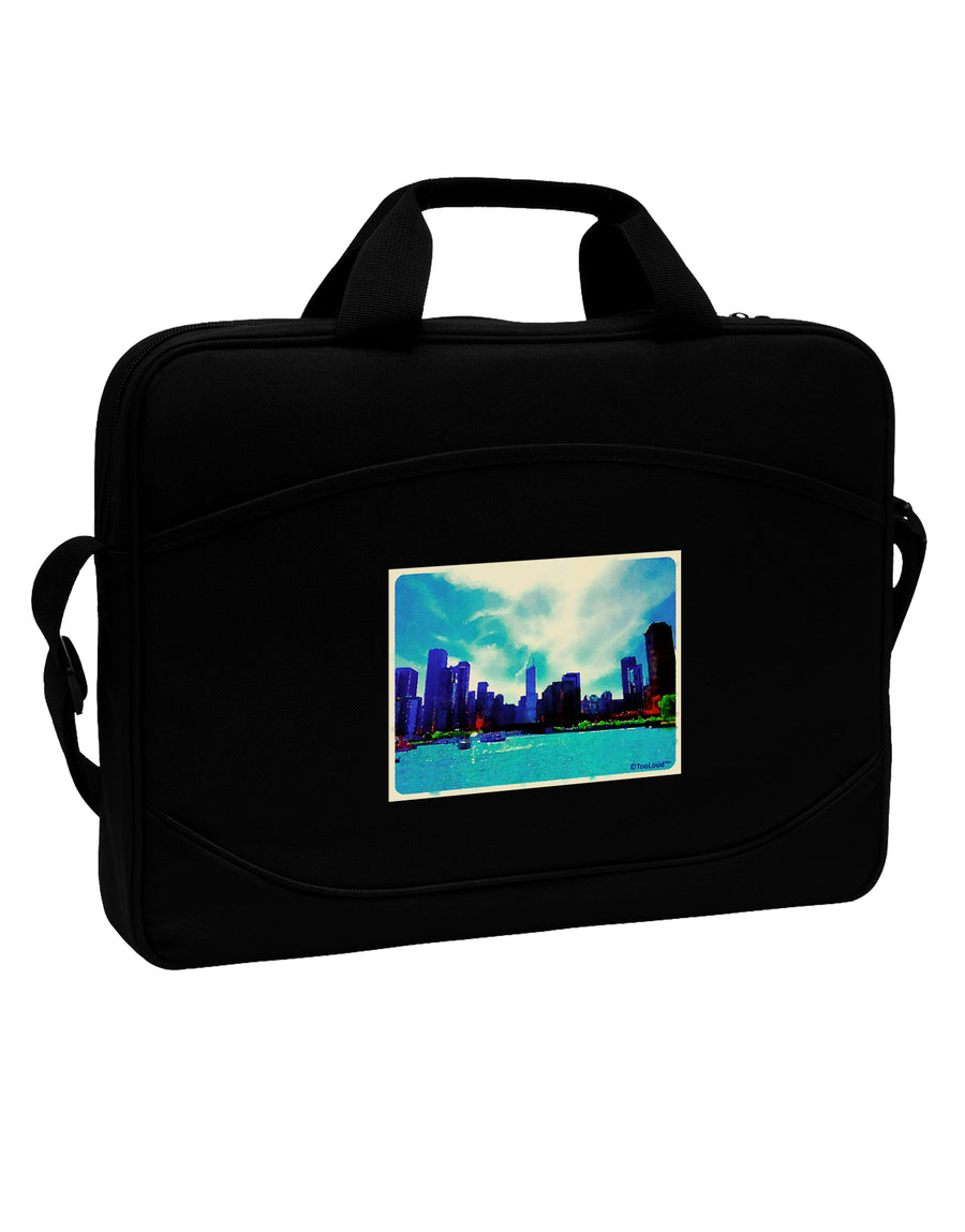 Chicago Skyline Watercolor 15&#x22; Dark Laptop / Tablet Case Bag by TooLoud-Laptop / Tablet Case Bag-TooLoud-Black-Davson Sales