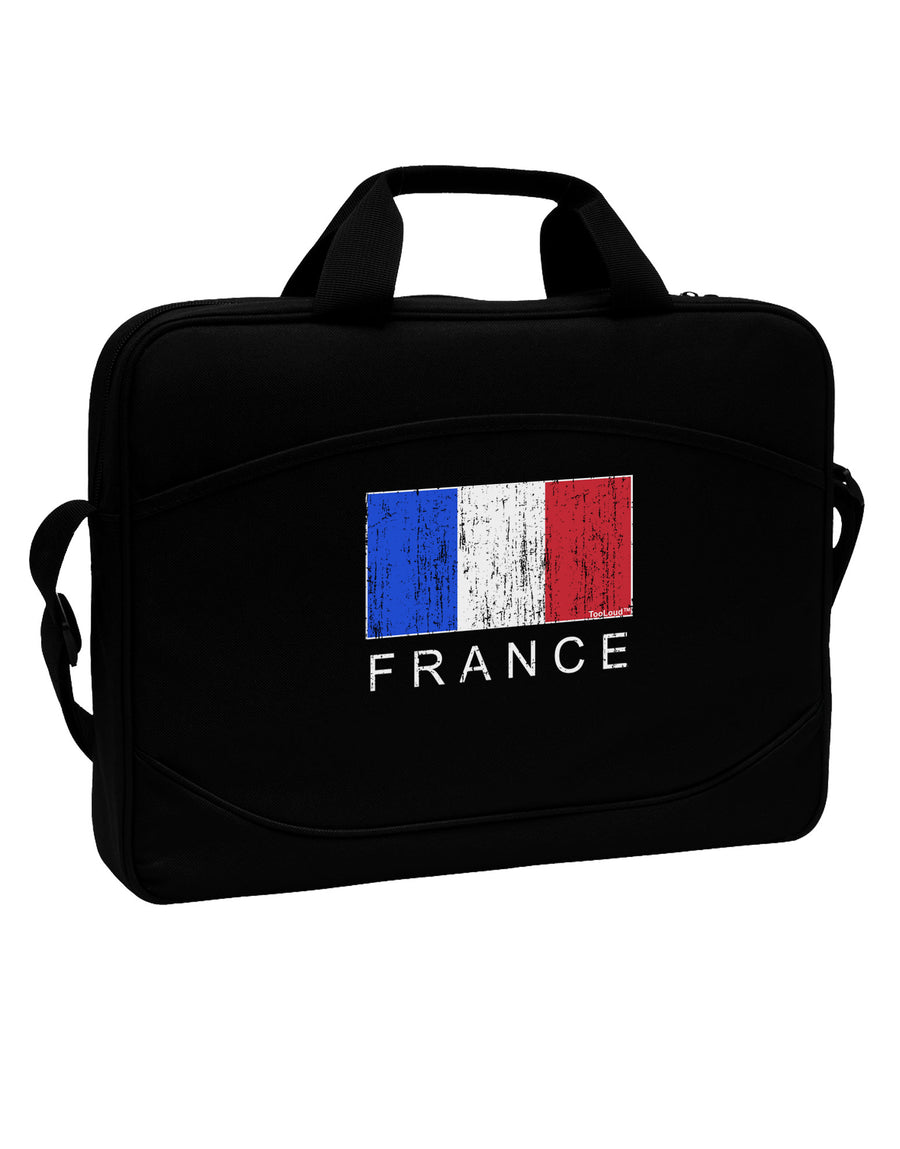 French Flag - France Text Distressed 15&#x22; Dark Laptop / Tablet Case Bag by TooLoud-Laptop / Tablet Case Bag-TooLoud-Black-Davson Sales