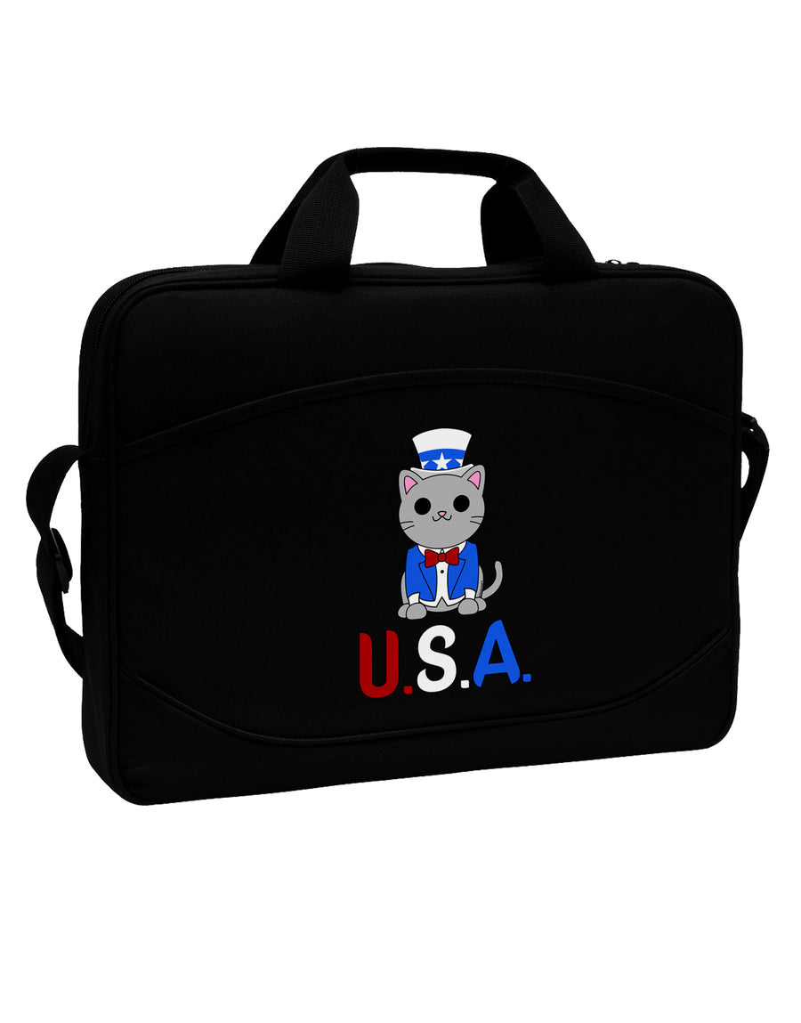 Patriotic Cat - USA 15&#x22; Dark Laptop / Tablet Case Bag by TooLoud-Laptop / Tablet Case Bag-TooLoud-Black-Davson Sales