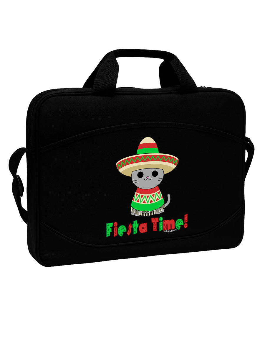 Fiesta Time - Cute Sombrero Cat 15&#x22; Dark Laptop / Tablet Case Bag by TooLoud-Laptop / Tablet Case Bag-TooLoud-Black-Davson Sales