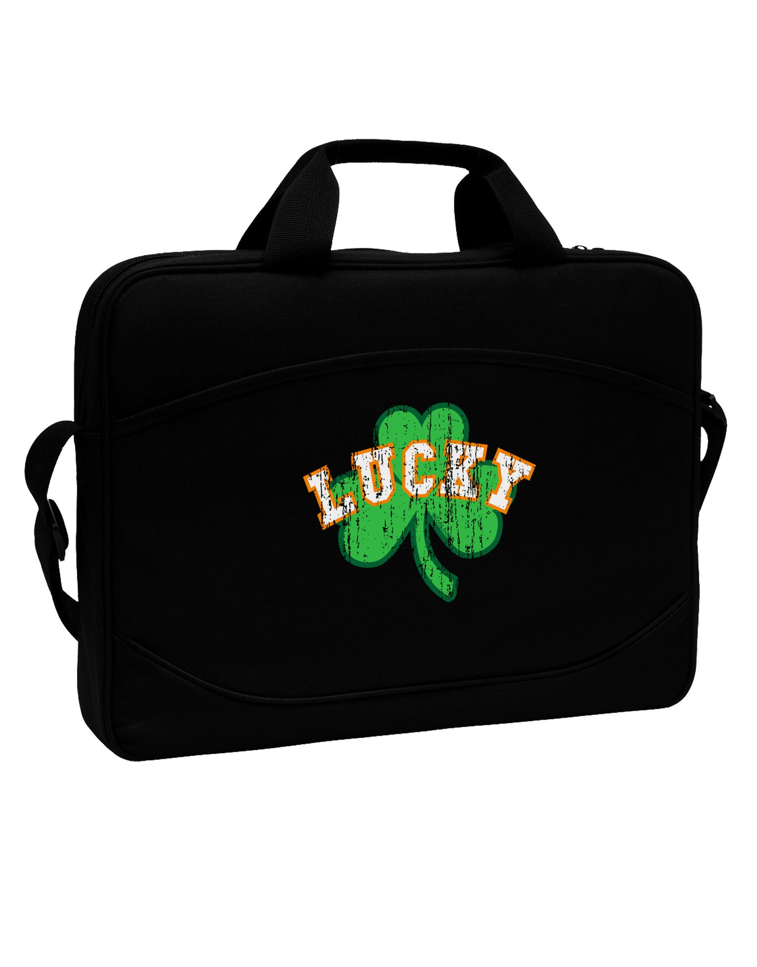 Lucky Shamrock Design Distressed 15&#x22; Dark Laptop / Tablet Case Bag by TooLoud-Laptop / Tablet Case Bag-TooLoud-Black-Davson Sales