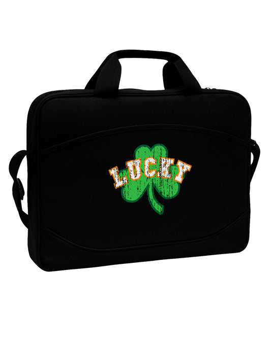 Lucky Shamrock Design Distressed 15&#x22; Dark Laptop / Tablet Case Bag by TooLoud-Laptop / Tablet Case Bag-TooLoud-Black-Davson Sales