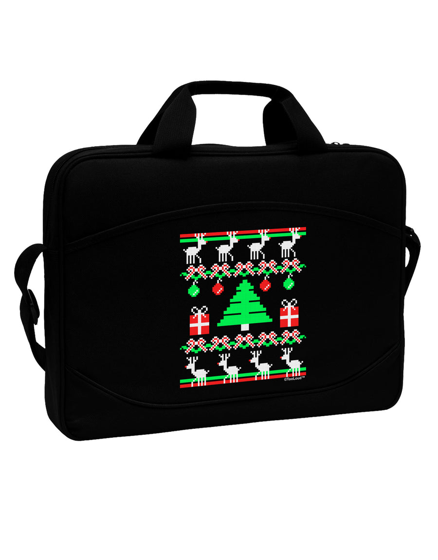 Tree with Gifts Ugly Christmas Sweater 15&#x22; Dark Laptop / Tablet Case Bag-Laptop / Tablet Case Bag-TooLoud-Black-White-Davson Sales