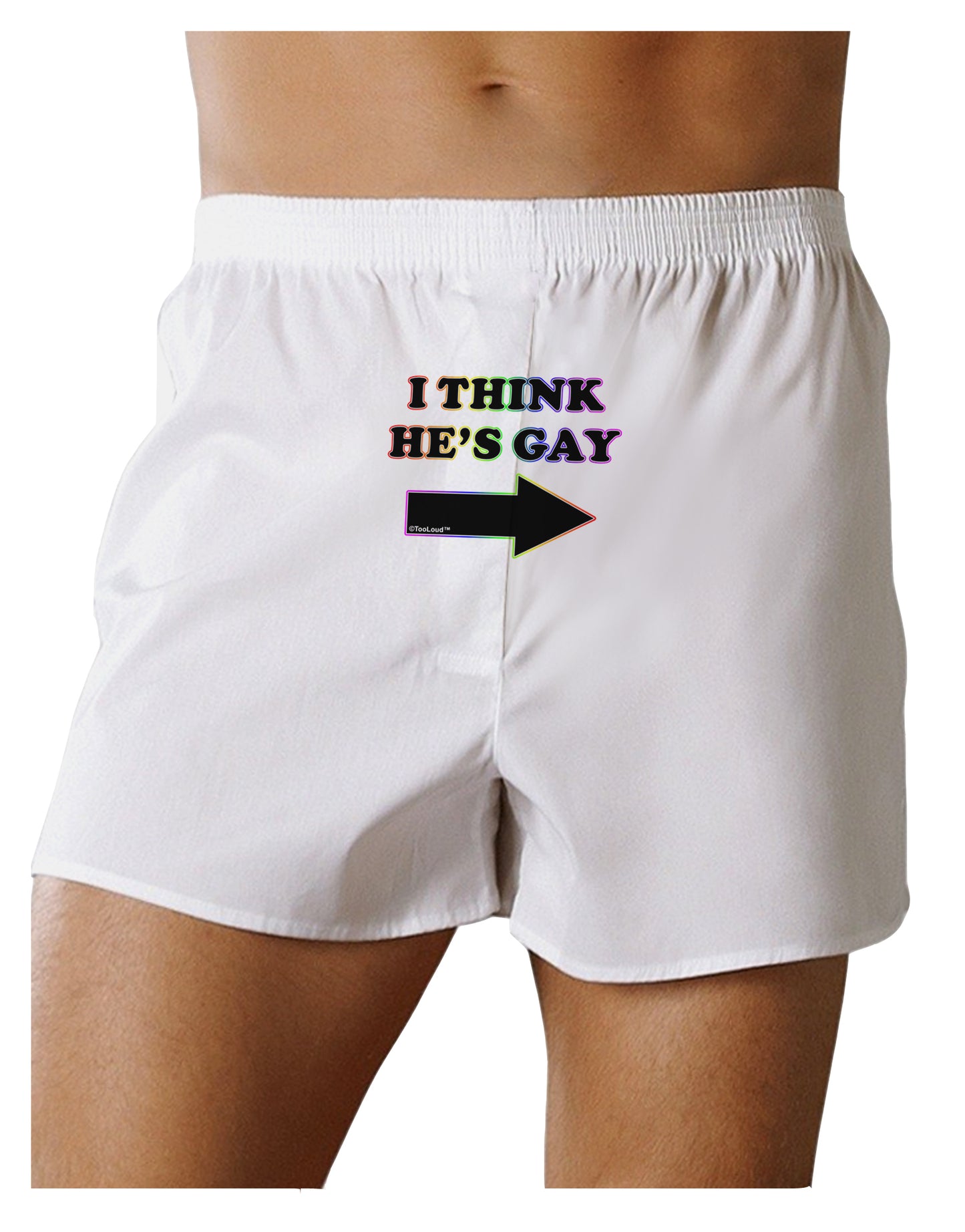 I Think He's Gay Right Front Print Boxer Shorts by TooLoud-Boxer Shorts-TooLoud-White-Small-Davson Sales