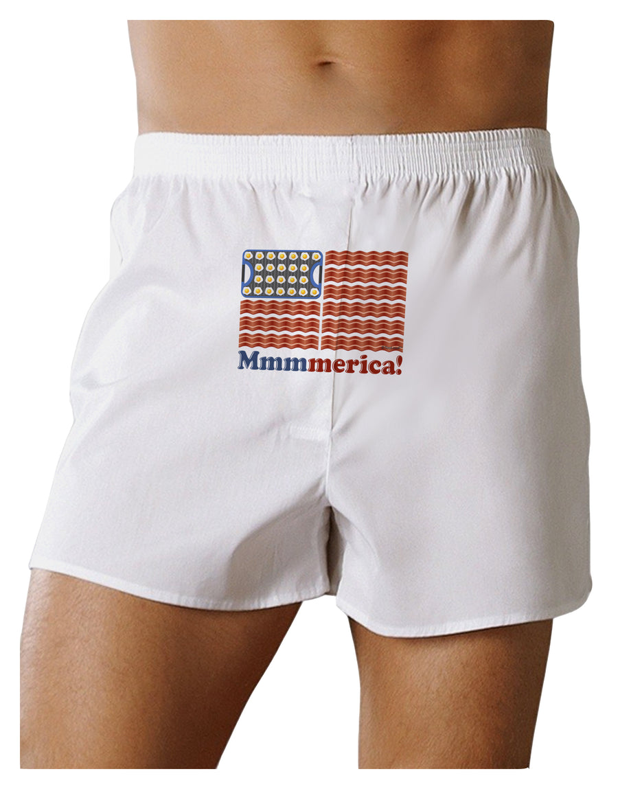 American Breakfast Flag - Bacon and Eggs - Mmmmerica Front Print Boxer Shorts-Boxer Shorts-TooLoud-White-Small-Davson Sales