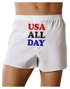 USA All Day - Distressed Patriotic Design Front Print Boxer Shorts by TooLoud-Boxer Shorts-TooLoud-White-Small-Davson Sales