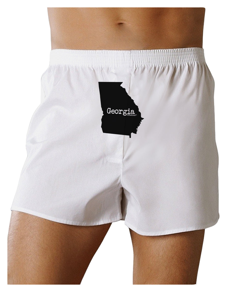 Georgia - United States Shape Front Print Boxers Shorts by TooLoud-Boxer Shorts-TooLoud-White-Small-Davson Sales