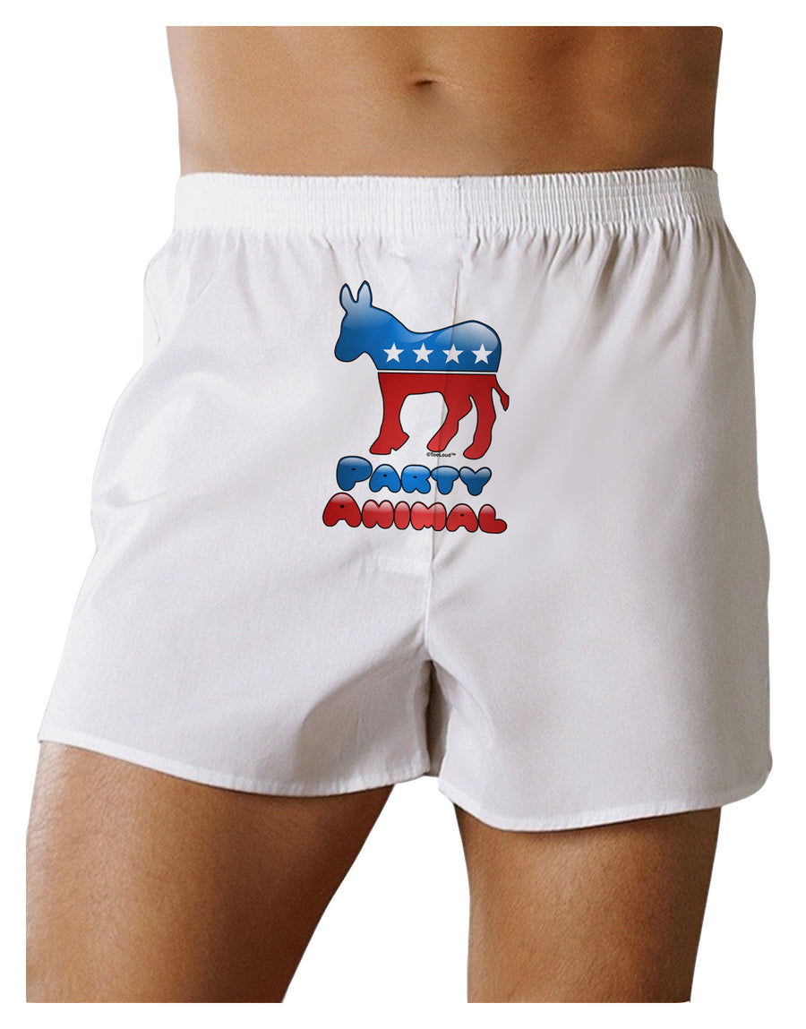 Democrat Party Animal Front Print Boxer Shorts-Boxer Shorts-TooLoud-White-Small-Davson Sales