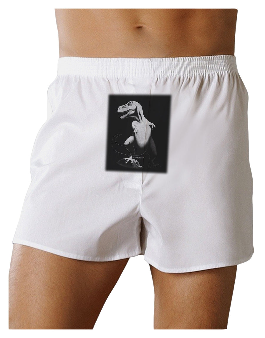 Tyrannosaurus Rex Design - Grayscale Front Print Boxer Shorts by TooLoud-Boxer Shorts-TooLoud-White-Small-Davson Sales