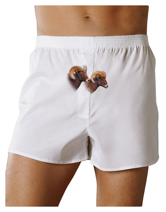 Two Majestic Bighorn Rams Front Print Boxer Shorts-Boxer Shorts-TooLoud-White-Small-Davson Sales
