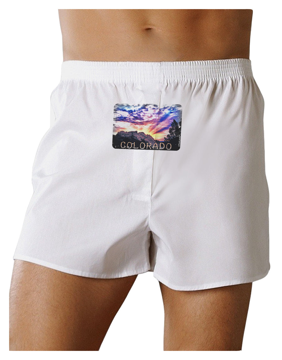 Colorado Rainbow Sunset Text Front Print Boxer Shorts-Boxer Shorts-TooLoud-White-Small-Davson Sales