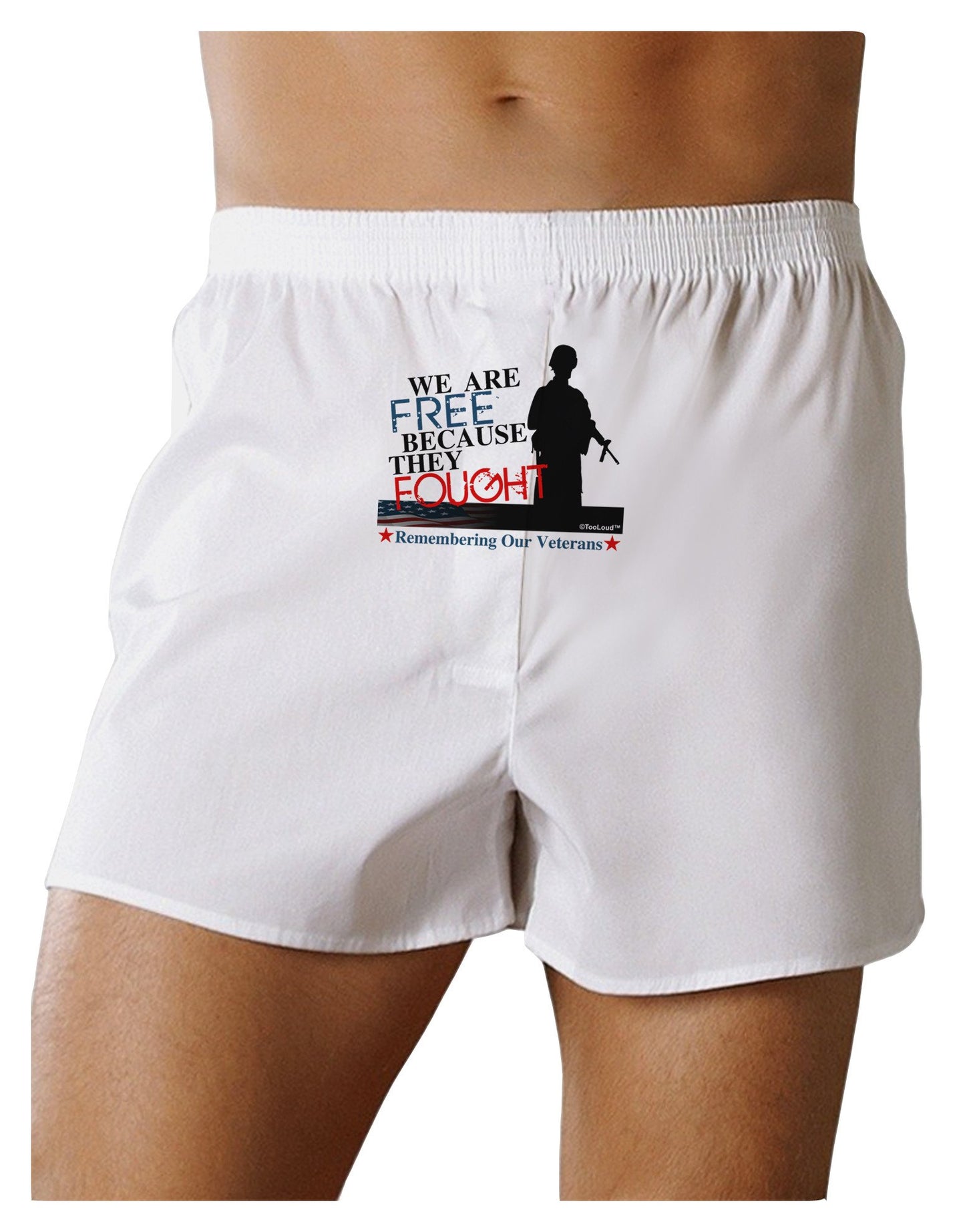 Because They Fought - Veterans Front Print Boxer Shorts-Boxer Shorts-TooLoud-White-XX-Large-Davson Sales