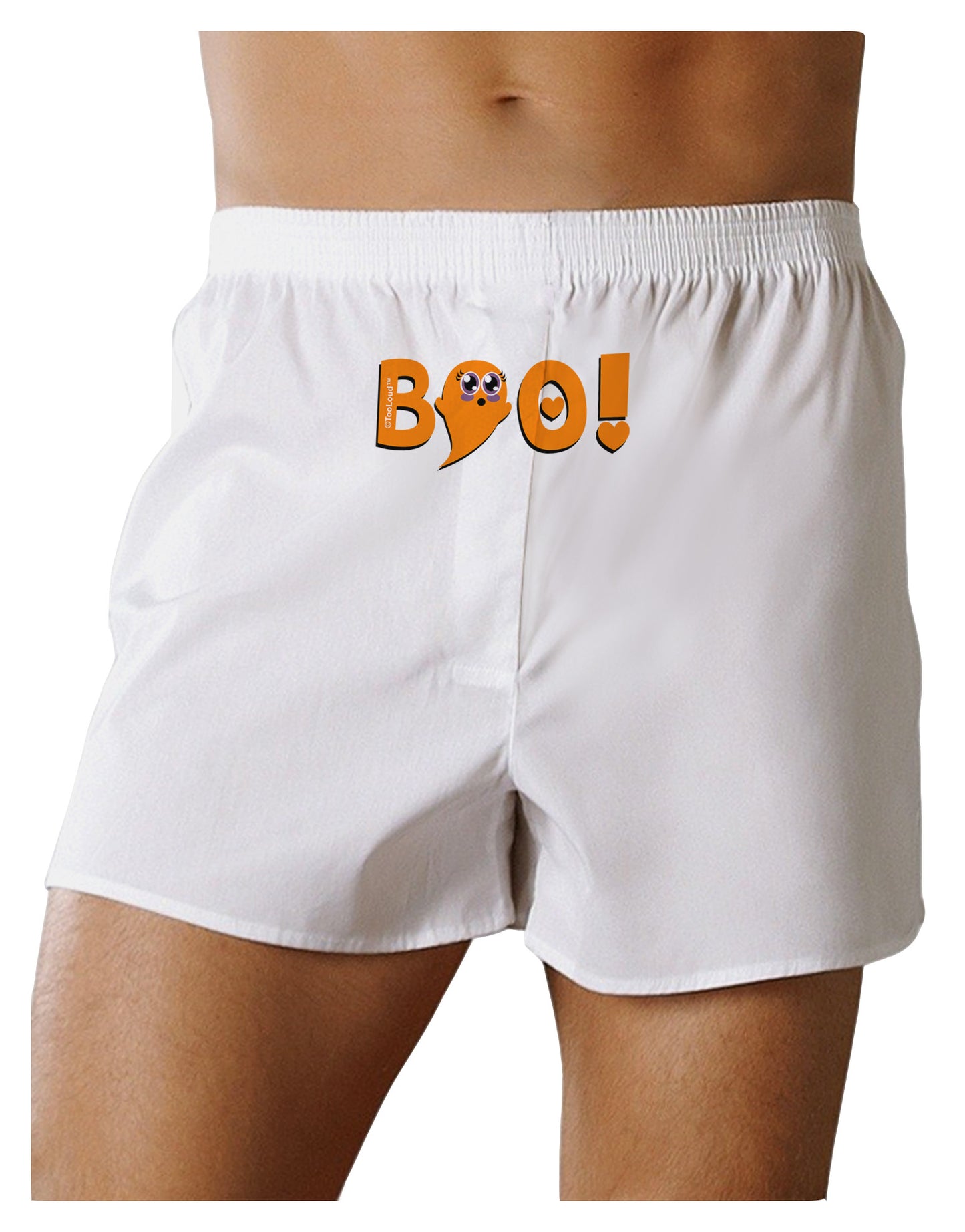 Cute Boo Text Orange Front Print Boxer Shorts-Boxer Shorts-TooLoud-White-Small-Davson Sales