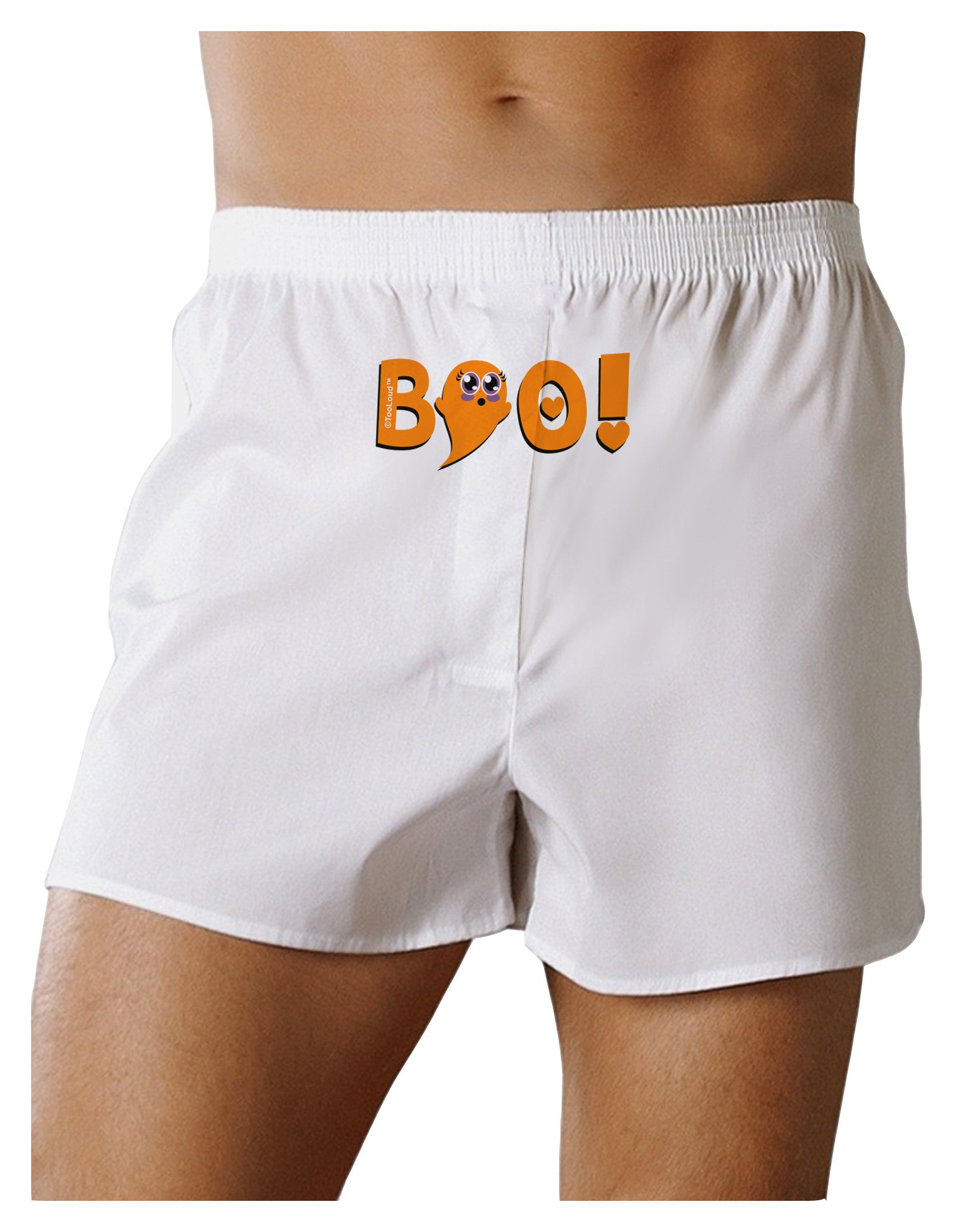 Cute Boo Text Orange Front Print Boxer Shorts-Boxer Shorts-TooLoud-White-Small-Davson Sales