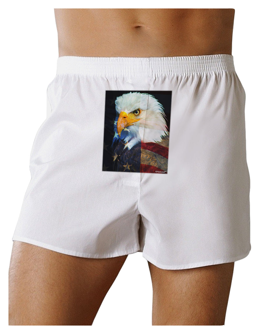 Patriotic Bald Eagle - American Flag Front Print Boxer Shorts by TooLoud-Boxer Shorts-TooLoud-White-Small-Davson Sales