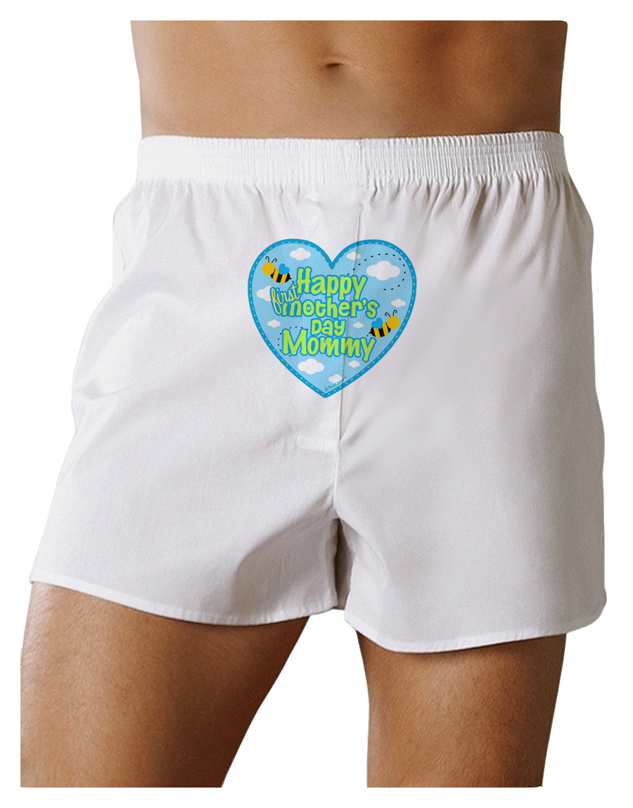 Happy First Mother's Day Mommy - Blue Front Print Boxer Shorts by TooLoud-Boxer Shorts-TooLoud-White-Small-Davson Sales