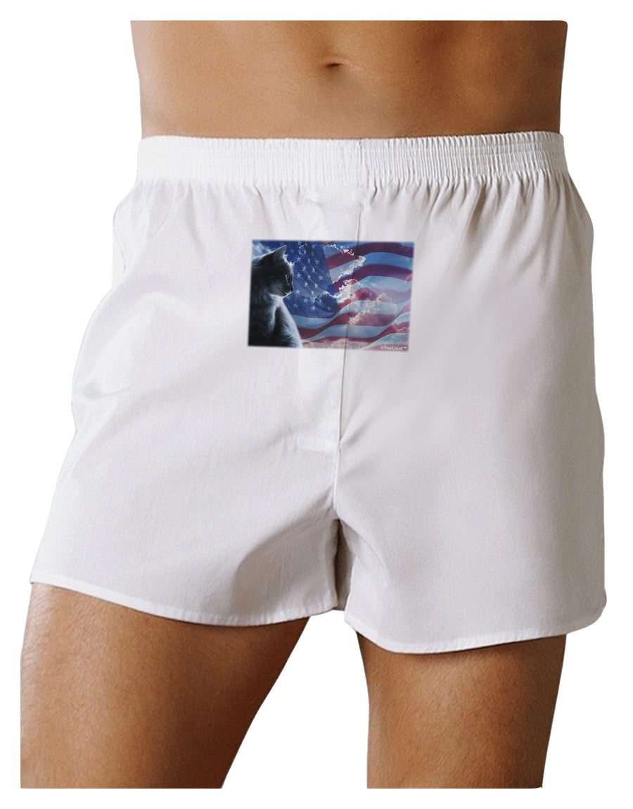 All American Cat Front Print Boxers Shorts by TooLoud-Boxer Shorts-TooLoud-White-Small-Davson Sales