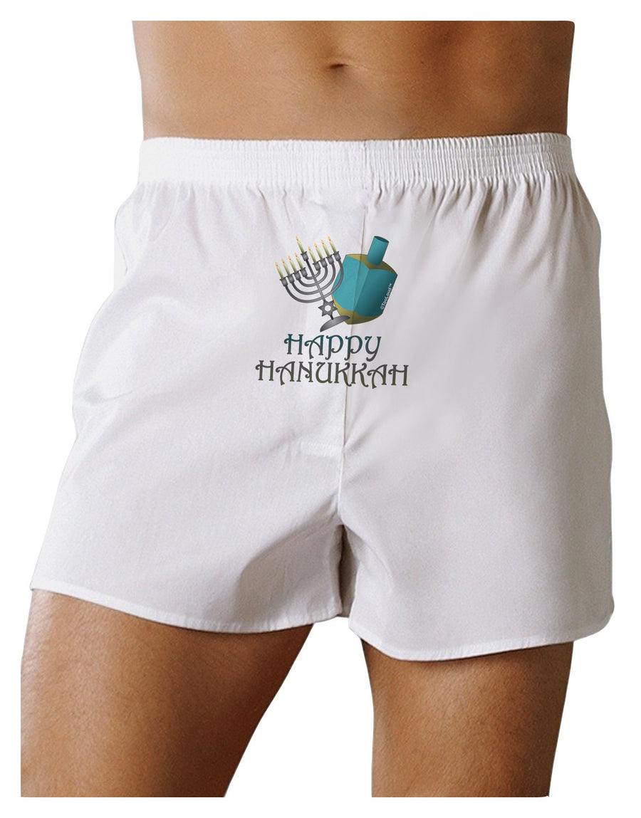 Blue & Silver Happy Hanukkah Front Print Boxer Shorts-Boxer Shorts-TooLoud-White-XX-Large-Davson Sales