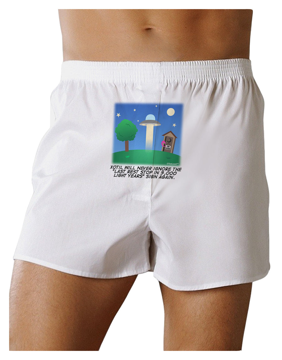 UFO Stopping At an Out-house Text Front Print Boxer Shorts by TooLoud-Boxer Shorts-TooLoud-White-Small-Davson Sales