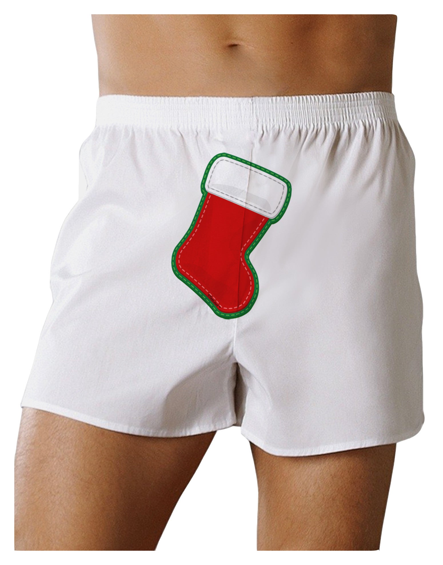 Cute Faux Applique Christmas Stocking Front Print Boxer Shorts-Boxer Shorts-TooLoud-White-Small-Davson Sales