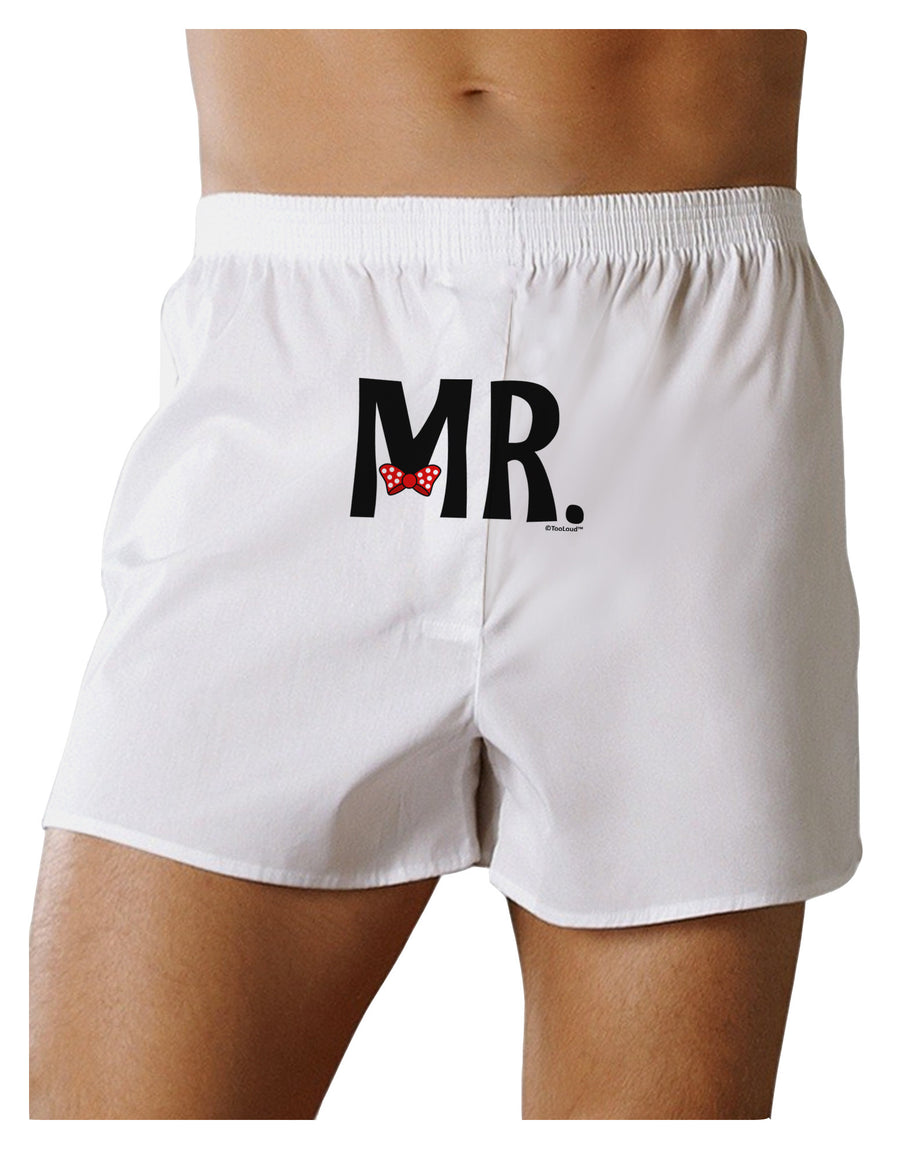 Matching Mr and Mrs Design - Mr Bow Tie Front Print Boxer Shorts by TooLoud-Boxer Shorts-TooLoud-White-Small-Davson Sales