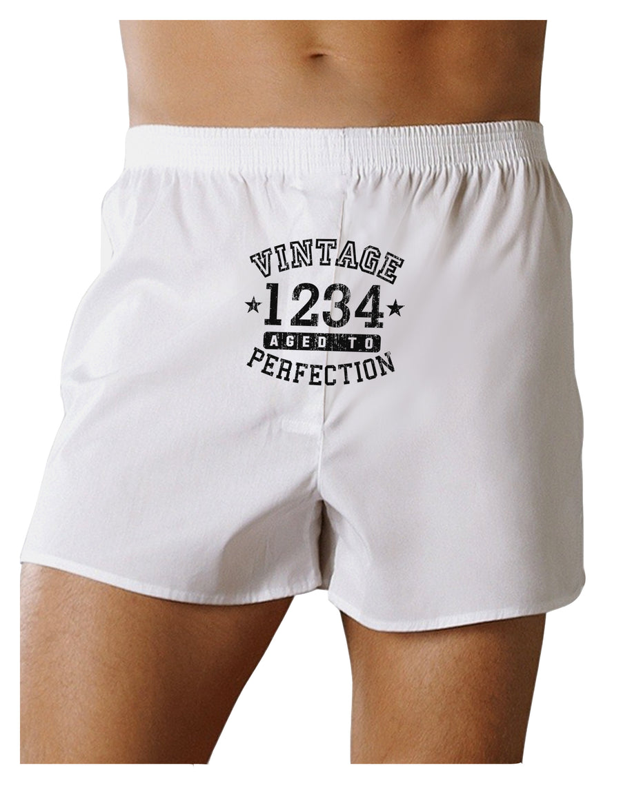 Personalized Vintage Birth Year Distressed Front Print Boxers Shorts by TooLoud-TooLoud-White-Small-Davson Sales