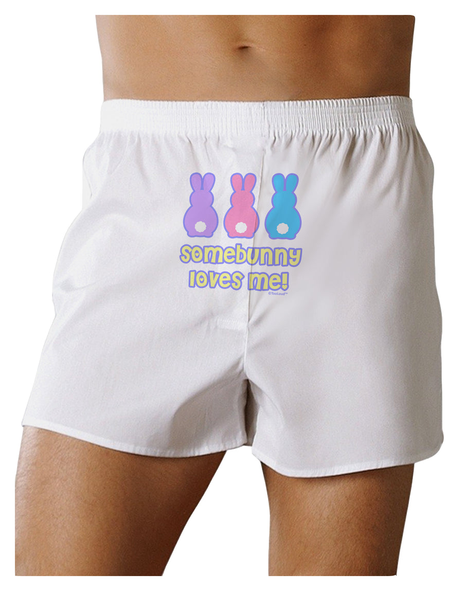 Three Easter Bunnies - Somebunny Loves Me Front Print Boxer Shorts by TooLoud-Boxer Shorts-TooLoud-White-Small-Davson Sales