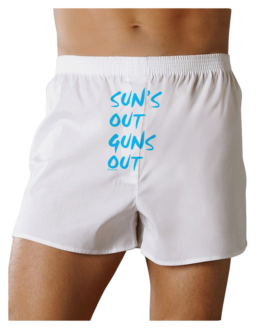 Suns Out Guns Out - Blue Front Print Boxer Shorts-Boxer Shorts-TooLoud-White-Small-Davson Sales