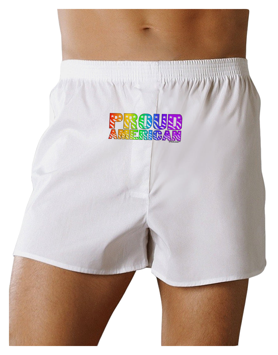 Proud American Rainbow Text Front Print Boxers Shorts by TooLoud-Boxer Shorts-TooLoud-White-Small-Davson Sales